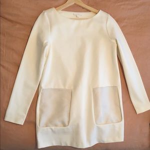 COS long sleeved mini dress in winter white.